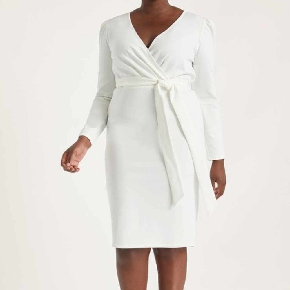 Eloquii Puff Sleeve Surplice Dress